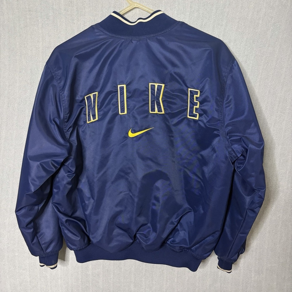 Boys Large Nike Satin Bomber Jacket Vintage Embroidered Y2k Logo Spellout Snap